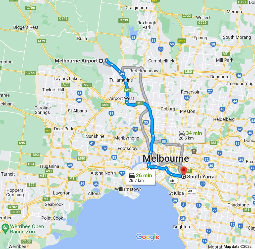 Melbourne Airport to South Yarra