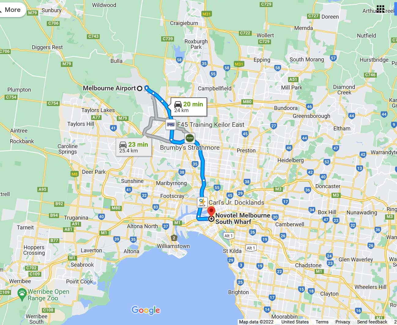 Melbourne Airport to Novotel South Wharf