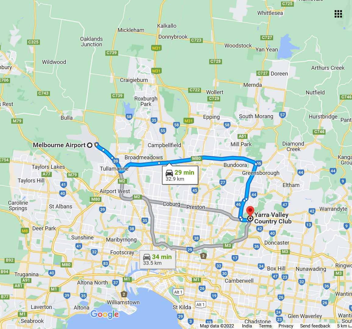 Melbourne Airport to Yarra Valley